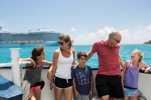 family near cruise ship
