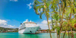 Cruise ship docked in Castries, Saint Lucia, Caribbean Islands.